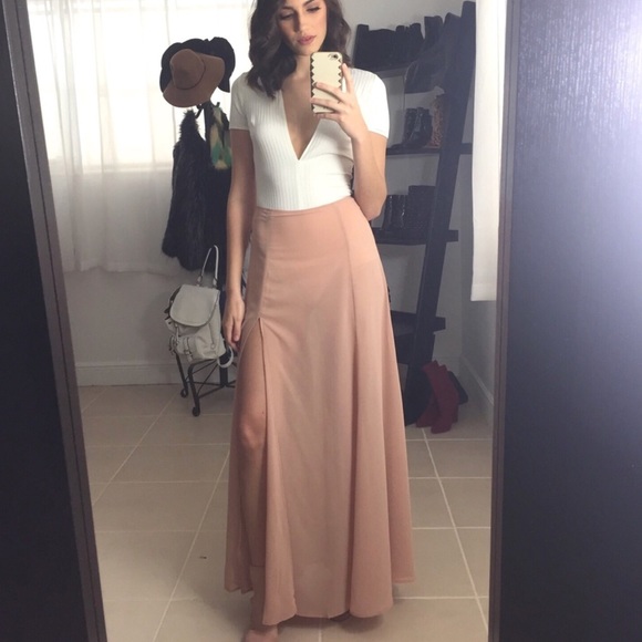 Peach Sheer Maxi Skirt - Picture 4 of 6